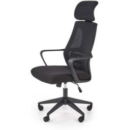 garneroarredamenti Sedia da ufficio regolabile con ruote in tessuto nero Clay