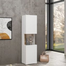 garneroarredamenti Vetrina 36x140h cm da parete bianco rovere Fusion