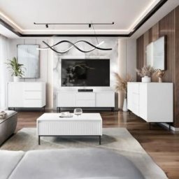 garneroarredamenti Set mobili soggiorno completo design cannettato bianco Strike