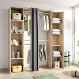 garneroarredamenti Cabina armadio allungabile 110/178x205h cm con tenda rovere Rivo