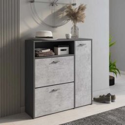 garneroarredamenti Mobile ingresso 92x94h cm con scarpiera grafite cemento Mars