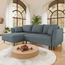 garneroarredamenti Divano letto angolare sinistro 3 posti 276x158cm tessuto grigio scuro Angle