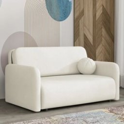 garneroarredamenti Divano letto 2 posti 150x103 cm con contenitore e cuscino tessuto velo panna Reposa