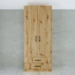 garneroarredamenti Armadio 80x191h cm 2 ante con cassetti moderno rovere rustico Carlino