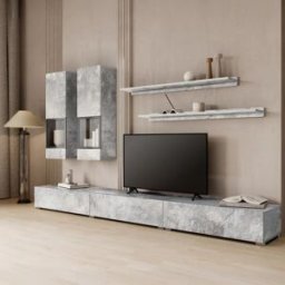 garneroarredamenti Parete attrezzata 270x176h cm moderna grigio cemento Emotion Gihome®