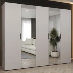 garneroarredamenti Armadio 250x202 cm 5 ante con specchio beige cashmere Valencia