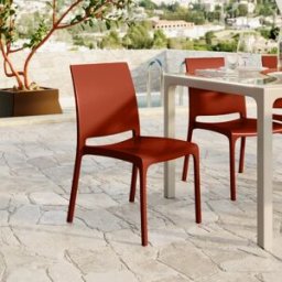 garneroarredamenti Sedia da giardino impilabile polipropilene rosso mattone Tape Gihome®