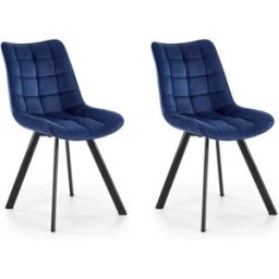 garneroarredamenti Set 2 sedie sala da pranzo imbottite in velluto blu Tessa