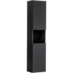 garneroarredamenti Colonna bagno sospesa 30x140h cm cannettato 2 ante nero Cleany