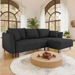garneroarredamenti Divano letto angolare destro 3 posti 276x158cm tessuto grigio antracite Angle