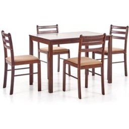 garneroarredamenti Set tavolo moderno 110x72cm + 4 sedie rovere scuro Lunelle