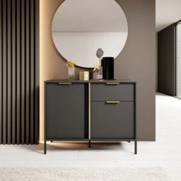 garneroarredamenti Madia 103x82h cm 2 ante 1 cassetto moderna antracite Nebula