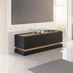 garneroarredamenti Mobile TV 150x47h cm 2 ante a ribalta nero rovere Rhea