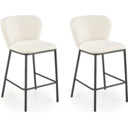 garneroarredamenti Set 2 sgabelli alti da bar imbottiti in tessuto bouclé panna Charlie