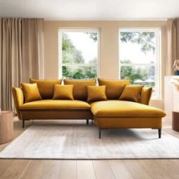 garneroarredamenti Divano letto angolare destro 3 posti 258x167cm tessuto giallo senape Lushify