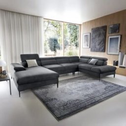 garneroarredamenti Divano letto regolabile angolare destro 5 posti 353x214cm tessuto grigio scuro Calmora