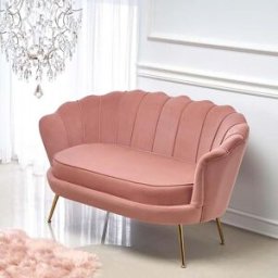 garneroarredamenti Divanetto 131x77cm 2 posti imbottito in velluto rosa antico gambe in oro Gabriella