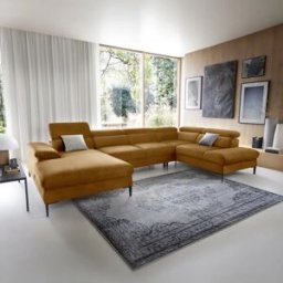 garneroarredamenti Divano letto regolabile angolare destro 5 posti 353x214cm tessuto giallo senape Calmora