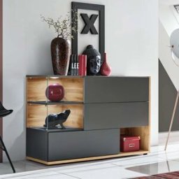 garneroarredamenti Credenza 120x77h cm moderna soggiorno rovere antracite Oviedo Gihome®