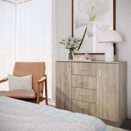 garneroarredamenti Comò 100x91h cm 2 ante con cassetti moderno rovere sonoma Marian