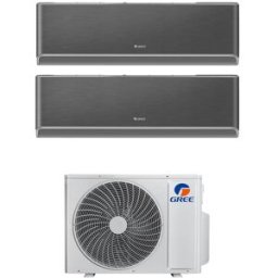 Gree Condizionatore Dual Split Con Inverter Da 9000+12000 Airy Black Wifi In A++ Con R32 Gwhd(21)Nk6oo