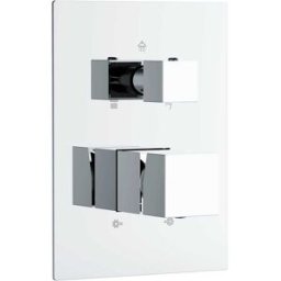 Tecom MISCELATORE DOCCIA INCASSO 3 VIE SQUARE CROMO CARTUCCIA Ø35 mm
