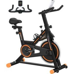Homcom Cyclette per casa silenziosa con resistenza regolabile in acciaio 103 x 48 x 115 cm Nero e Arancio Aosom Italy