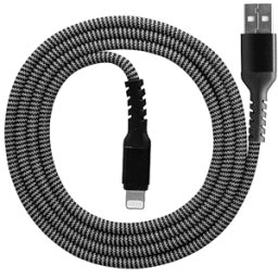 ISY Cavo Lightning IUC-0012 di ricarica a USB-A, certificato MFi, per iPhone, 2 metri, telato, grigio