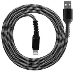 ISY Cavo Lightning IUC-0011 di ricarica a USB-A, certificato MFi, per iPhone, 1 metro, telato, grigio