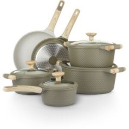 KASANOVA Batteria pentole 10 pezzi Bambù verde e crema