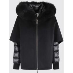Moorer Piumino di nylon con cappa in lana e cashmere Nero Taglia 40