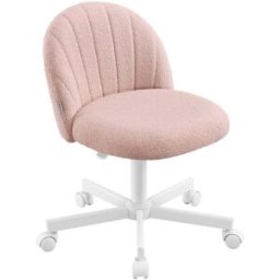 SONGMICS Sedia da ufficio in tessuto peluche regolabile e confortevole, Rosa Pastello