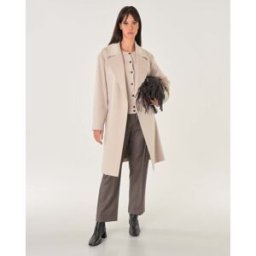Cappotto lungo a vestaglia Max Mara Studio color cacha in drap di puro cashmere con rever ampio
