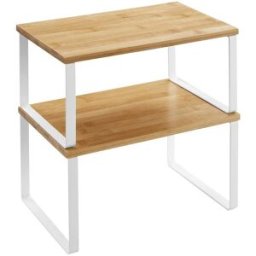Juego de 2 Especieros de Bambú con Estructura Metálica SONGMICS, Bianco + Naturale / 19,5 x 29,7 x 15,5 cm ; 18,5 x 29,7 x 13,6 cm
