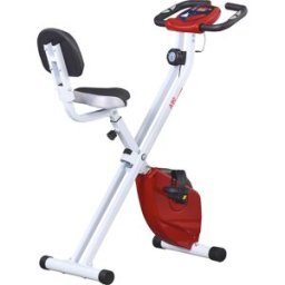 Homcom Cyclette da Camera Pieghevole con 5 Posizioni Regolabili e 8 Livelli di Resistenza Magnetica, Struttura a X, 43x97x109cm, Rossa e Bianca
