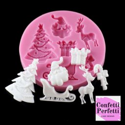 Stampo Natalizio con Albero e Babbo Natale Renna Slitta e Regali