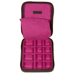 Astuccio porta gemelli 12 Buche in eco pelle Marrone