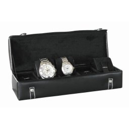 Custodia 5 orologi in VERA PELLE Nera