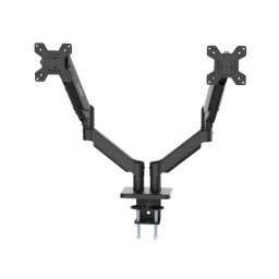 Supporto da scrivania con braccio articolato Coolbox M02D per 2 monitor fino a 32" - Girevole e inclinabile - Pistone a gas - Peso massimo 8 kg per braccio - VESA 100x100 mm