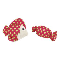 KERBL GATTO GIOCO PESCE STOFFA 7,5 CM ROSSO/VERDE