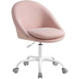 SONGMICS Sedia da Studio in Casa Grigio, Rosa Gelatina / Tessuto di Cotone-lino
