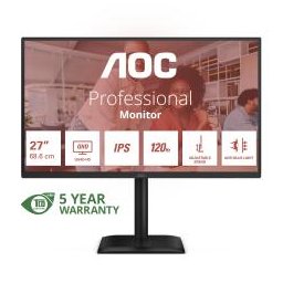 MONITOR AOC LED 27" Wide Q27E4U IPS 2560x1440 120HZ 4ms 350cd/mq 1.500:1 2x2W MM Reg.H PIVOT HDMI DP