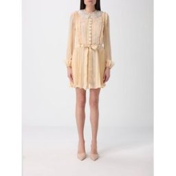 Self-Portrait Abito chemisier in georgette plissettato Beige Taglia 6