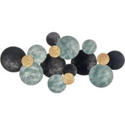 Homcom Decorazione Murale in Metallo 3D, Wall Art a Cerchi 133x66cm, Blu, Nero e Oro Aosom