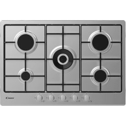 Candy CHW74WX PIANO COTTURA GAS, 5 zone di cottura, dimensioni: L 74,5 cm, P 51 piano in Acciaio inossidabile, Inox