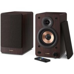 Sharp Cp-Ss30(Br) Altoparlanti Attivi A 2 Vie Cassa In Legno 60 W Rms (2 X 30 W) Bluetooth V 5.0 Usb Ottico Ausiliario E Rca Regolazione Bassi E Alti Griglie Rimovibili Telecomando Marrone