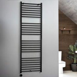HudsonReed Scaldasalviette Elettrico Diritto Nero - 1800mm x 600mm - con Elemento Termostatico Wi-Fi Cablato - Nox - ECOSO by Hudson Reed