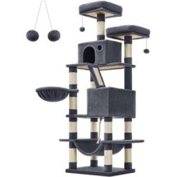 Tiragraffi a Più Livelli 168 cm Grigio Chiaro FEANDREA, Grigio Fumo / L (55 x 45 x 168 cm)