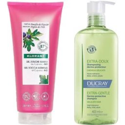 Ducray Shampoo dermo-protettivo Extra-Delicato + Klorane Gel Doccia Nutritivo al Cupuaçu BIO Profumo Foglie di Fico 1 pz Set