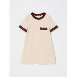 Gucci Abito mini in jersey di cotone con morsetto Bianco Taglia 8